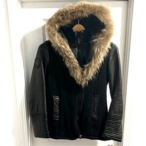Rudsak Women's Black Fur Hooded Jacket